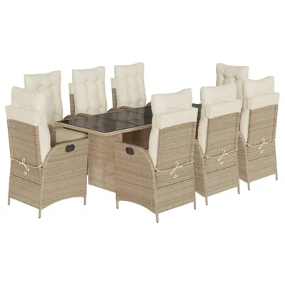 Produktbild von vidaXL 9-tlg. Garten-Essgruppe mit Kissen Beige Poly Rattan
