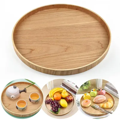 Immagine prodotto di Vassoio rotondo in legno, diametro 30 cm, ideale per bevande e decorazioni