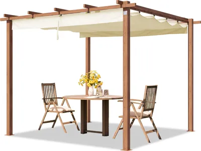 Zdjęcie produktu dla PRIMEYARD Pergola 3x3 m zadaszenie tarasu z szyberdachem konstrukcja stalowa w optyce drewna