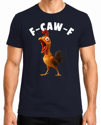 Produktbild von F-CAW-F lustiges Huhn Cartoon Hahn Bauernhof Geschenk Humor witz Herren T-Shirt, Navy, S