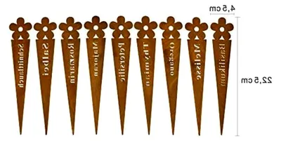 Produktbild von Kräuterstecker Blume Metall Rost Pflanzstecker Edelrost Pflanzenschilder wetterfest Eisen H=22,5 cm 9er Set