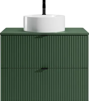 Produktbild von Waschbeckenunterschrank hängend mit Aufsatzwaschbecken - Streifenoptik - Grün matt - 80 cm - ZEVINI