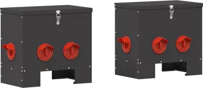 Image de vidaXL Nourrisseur pour poules 2 pcs Noir 40,5 x 25 x 38 cm