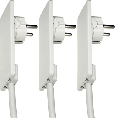 Produktbild von EVOline Plug-Schukostecker, nur 5 mm Höhe im eingesteckten Zustand, Kunststoff weiß 3 Stk