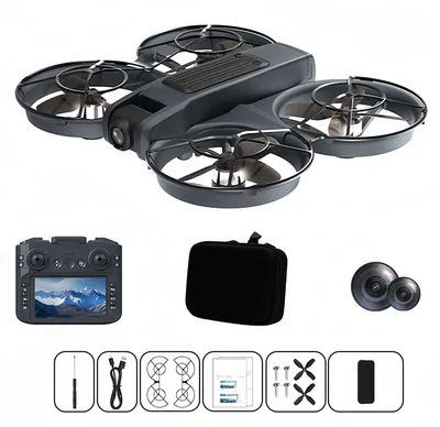 Image de Drone ZELURXX 4K à double caméra, moteur brushless, 4 canaux, portée de 120 m, GPS, zoom 50x, suivi optique, prise de vue par gestes, rotation à 360°, LED, batterie 1800 mAh,via application