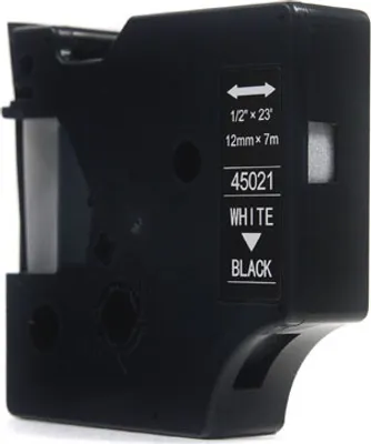 Produktbild von JetWorld Ersatz-Dymo D1-Band, weiß auf schwarz, 12 mm x 7 m, LM100, LM100+, LM200, LM300, LM400, LM420P, LM350, LM350D, LM360D, LM450D, LM260P, LM120P, LM500TS, LM160, LM210D, LM280, LM150, LM220 (45021) (S0720610)