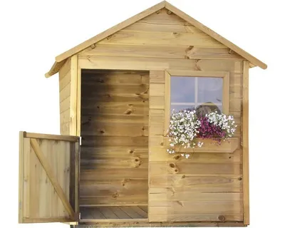 Produktbild von 4iQ Kinder-Holz-Gartenhaus „Mateusz“ – Spielhaus für draußen, 126×112×156 cm, robustes Holzhaus für Kinder, Outdoor-Spielhaus