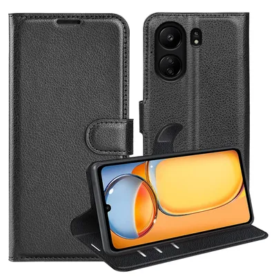 Obrázok produktu pre Puzdro na smartfón Xiaomi Redmi 13C, čierne, z umelej kože, obal, puzdro typu kniha