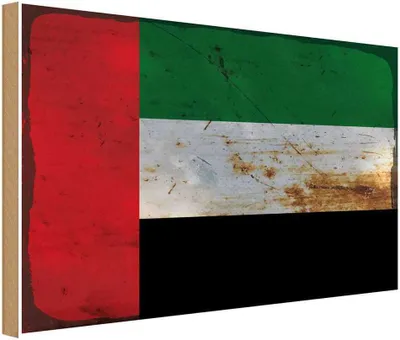 Produktbild von vianmo Holzschild 20x30 cm Arabische Emirate Rost Flagge Fahne Wappen