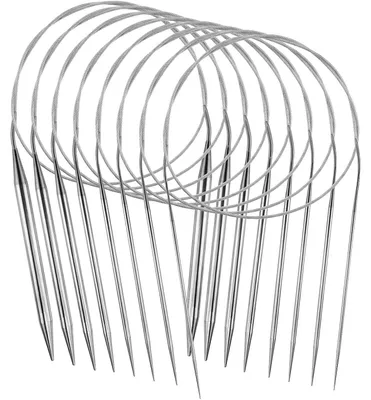 Produktbild von Set mit 80 cm langen Rundstricknadeln aus Edelstahl – für Strickprojekte, 2/2,5/3/4/5/6/7/8 mm