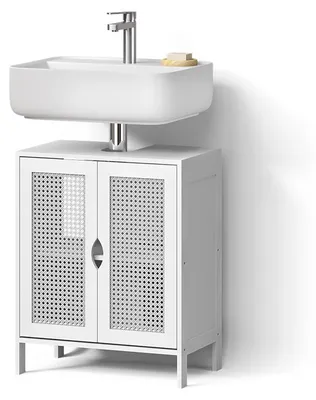 Image de Meuble vasque simple Livinity Mincio Blanc 48x60cm avec 2 portes, Model 62550