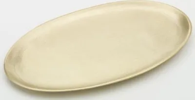 Produktbild von Kerzenteller oval 17 x 10 cm Messing Gold matt satiniert für Ovalkerzen, Ellipsen, Hochzeitskerzen, Taufkerzen