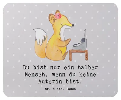 Produktbild von Mr. & Mrs. Panda Mousepad Autorin Herz - Grau Pastell - Geschenk, Beruf, Buchladen, Mauspad, computer, Mouse Pad, Spruch, Lustig, laptop, Verlag, Buchhandlung, mousematte