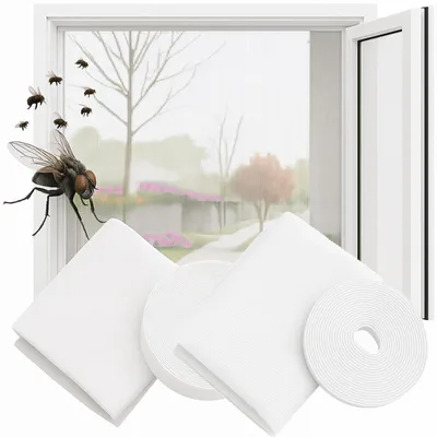 Obrázok produktu pre Moskytiéra na okno sieť proti hmyzu 2 ks 150x180 cm biela so suchým zipsom