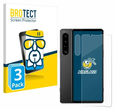 A product shot of a smartphone screen protector packaging and the screen protector itself.