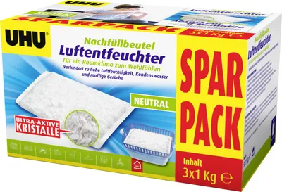 Produktbild von UHU Luftentfeuchter Nachfüllbeutel Sparpack, 3 x 1000 g Sparpack