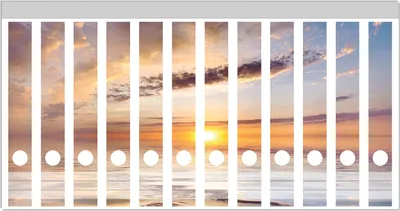 Produktbild von Wallario Ordnerrücken Sticker, selbstklebend für schmale Ordner, 12 Stück, Motiv Sonnenuntergang über dem Wasser