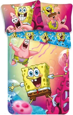 Image de SpongeBob SquarePants - Parure de lit AG510 (Lit simple) (Rose/Bleu/Jaune)