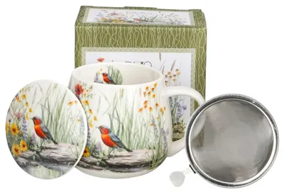 Image de DUO | Tasse à café - Tasse en porcelaine - Forme tonneau - 430 ml - colorée - en porcelaine - avec motif floral - Idée cadeau - Tasse