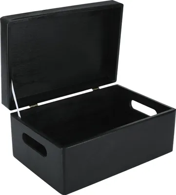 Image de Creative Deco Boite de Rangement en Bois Noir 30 x 20 x 14 cm (+/-1cm)