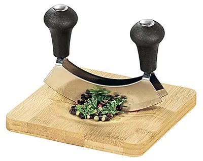 Imagen del producto de Tabla de cortar de KESPER para hierbas, con cuchillo de pesaje, color natural