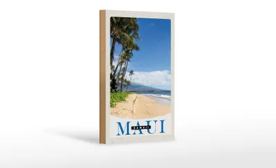 Produktbild von Holzschild Reise 12x18 cm Maui Hawaii Insel Strand Wellen