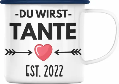 Produktbild von Trendation - Onkel Du Wirst Onkel 2022 Geschenk Schwangerschaft Verkünden Onkel Überraschung Baby Emaille Emaille Tasse (Blau)