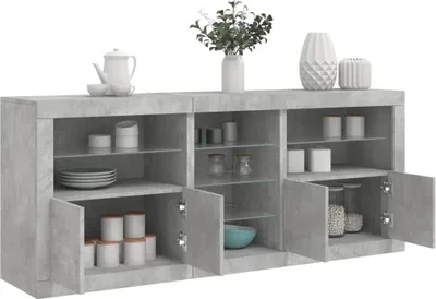 Produktbild von vidaXL Sideboard mit LED-Leuchten Betongrau 162x37x67 cm