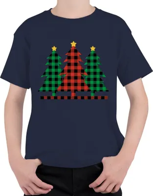 Produktbild von Weihnachtsbaum Karo Kariert - Weihnachten Weihnachtsgeschenk Christmas Uni Kinder T-Shirt, Navy, 116