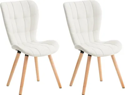 Obrázek produktu pro sada 2 jídelních židlí, jídelní židle, pohodlné čalounění, moderní vzhled, barva: bílá | materiál: koženka