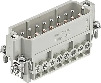 Productafbeelding van HARTING Han 16A FE(Au)/CuNi steekcontact (M), schroefklem, 16-polig + PE, 250V, 16A - 1 stuk