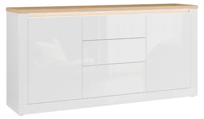 Produktbild von Furniture24 Sideboard Duraoak Dukk232B-Q356 Kommode 181 Cm Mit Led Push To Open - Weiß Hochglanz