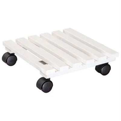 Produktbild von WAGNER Pflanzenroller NATURE 29 x 29 x 8 cm, für den Innenbereich, Massivholz, weiß, Tragkraft 100 kg, EU Ware - 20083001