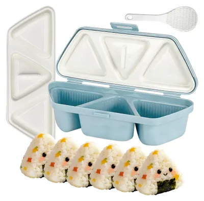 Produktbild von 6-in-1 Onigiri Form für dreieckige Sushi mit Schaufel für Ausflüge, Picknicks und Lunchboxen
