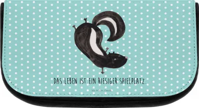 Produktbild von Mr. & Mrs. Panda kulturtäschchen Stinktier Handstand - Türkis Pastell - Geschenk, Wildtier, Schminktäschchen, Kulturbeutel, Stinker, kosmetiktäschchen, Spielplatz, Skunk