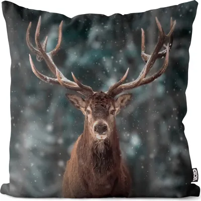 Produktbild von VOID Hirsch Winter Schnee Kissenbezug Kissenhülle Sofakissen Kissen Deko Outdoor-Kissen Dekokissen