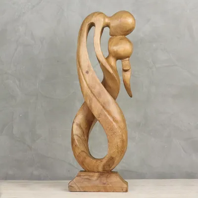 Produktbild von Figur Holz Holzfigur Abstrakt Deko Dekofigur Paar Couple Designer Skulptur Natur 50 cm