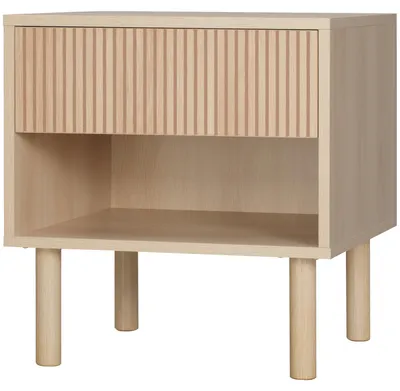 Produktbild von Nachttisch mit Schublade und offenem Fach, modernes Design fš¹rs Schlafzimmer, 47 x 47 x 50 cm, Naturholz
