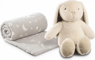 Produktbild von Biederlack Kuscheltier Hase Nelly & Kuscheldecke 75x100cm im Set