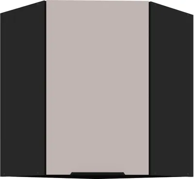 Produktbild von Küchen Eckhängeschrank 60x60 cm Küche ARONA Kaschmir beige matt + Schwarz matt Küchenzeile Küchenblock Einbauküche