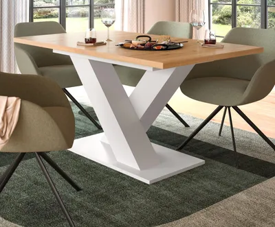 Produktbild von Esstisch "Home-X" Artisan Eiche und weiß Küchentisch ausziehbar 150 - 190 cm