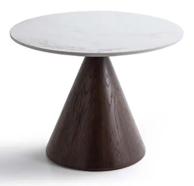 Produktbild von Tisch Modern Weiß Braun Rund Marmor Optik Holztisch Design Luxus