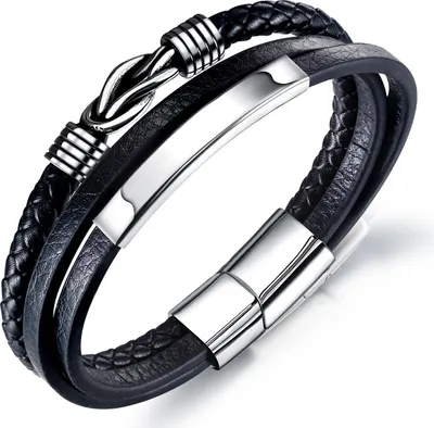 Produktbild von INF Geflochtenes Lederarmband für Herren schwarz