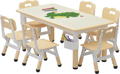 Image de Set de table pour enfant, réglable en hauteur, surface effaçable, bois