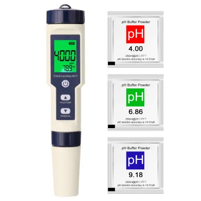 Produktbild von 5 in 1 Professionelles Multiparameter-Kombitestmessgeraet PH / EC / TDS / Salzgehalt / Thermometer Digitaler Multifunktionstester Wasserqualitaetstester