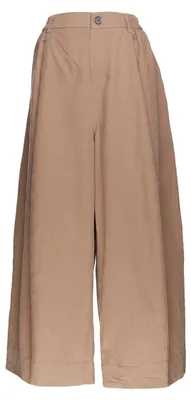 Produktbild von Damen Hose braun Größe S mit Falten, Knopfleiste und elastischem Bund
