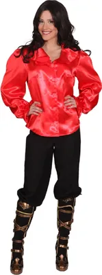 Produktbild von O9539-36-38 rot Damen Rüschen Bluse Spanierin Gr.36-38