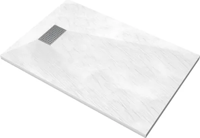 Image de Receveur de douche Blanc Effet Pierre 90x140 cm et Grille décor Perforée en Inox