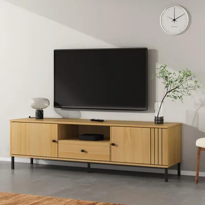 Produktbild von TV Board 158x47cm 'Detroit' Kiefer massiv eichefarbig & schwarz