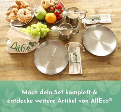 Produktbild von Famanu Campinggeschirr Set 4-teilig tief 22 cm Ø - Edelstahl